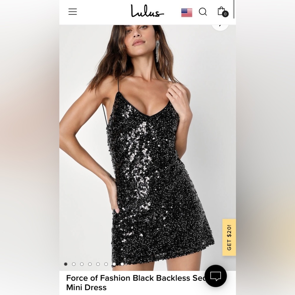 Black Backless Sequin Dress